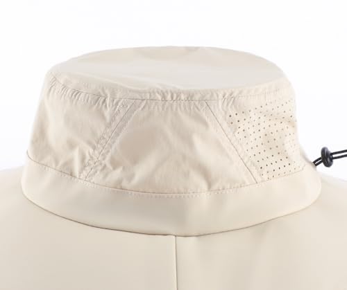 Foldable UPF 50+ Sun Hat for Men Women Wide Brim Beach Bucket Hat Summer Outdoor Fishing Hat UV Sun Protection Cap for Hiking Gardening Golf Light Khaki