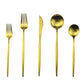 20-Piece 18/10 Stainless Steel Flatware Silverware, Luxury Dinnerware Set Travel Cutlery Tableware Include Knife Fork Spoon Service for 4,Healthy & Eco-Friendly Dishwasher Safe (Gold Matte) (4 Count)