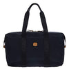 Bric’s X-Bag/X-Travel 2.0 Overnight Weekender Duffel, Water-Resistant Folding Carry-On with Leather Trim, Removable Shoulder Strap and Pass-Through Sleeve - Mini Bag Included – 18 Inch, Navy