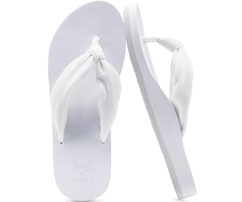 Flip Flops for Women Arch Support Summer Beach Sandals White Size 7