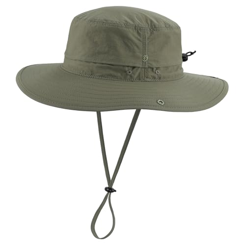 Sun Hat for Men UV Protection Safari Hat for Fishing Hiking Gardening Breathable Cowboy Hat UPF50 Light Army Green