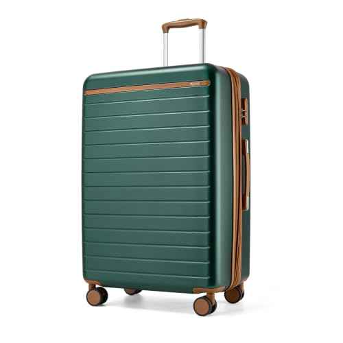 Large Suitcase 28in Expandable ABS+PC 8pcs Silent Wheels Green