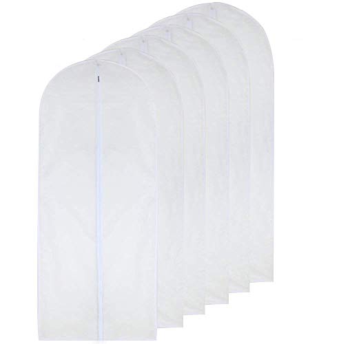 Garment Bag Clear for Long Dress 24'' x 60'' Zippered Garment Bags for Hanging Clothes White Breathable Full Zipper Dust Cover for Clothes Storage Closet Pack Of 6 (6 Count)