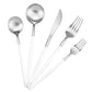 5 Piece Matte Silver Stainless Steel Satin Finish Flatware Set