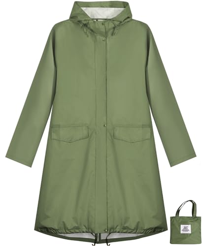 Waterproof Rain Poncho for Women Packable Hooded Raincoat with Pocket