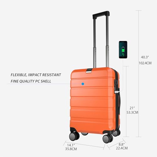 Hardside Expandable Carry On Luggage with Spinner Wheels & Built
