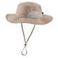 UPF50+ Mens Sun Hat Wide Brim Fishing Hat Airy Mesh UV Protection Portable Bucket Sun Hat Milky Khaki