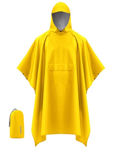 Hooded Rain Poncho Packable Waterproof Unisex Raincoat with Pocket