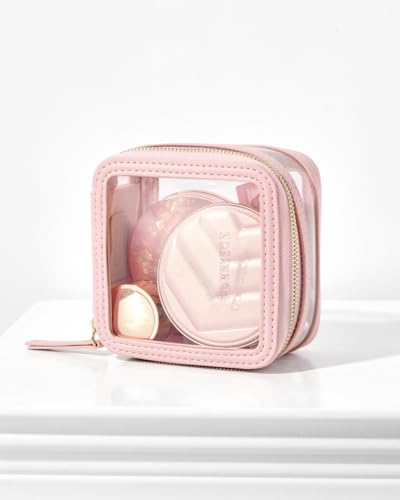 Rownyeon Clear Cosmetic Bag Mini Makeup Bag Cute Clear Make Up Organizer Case Travel Toiletry Bag Small Pouches for Women with Zipper
