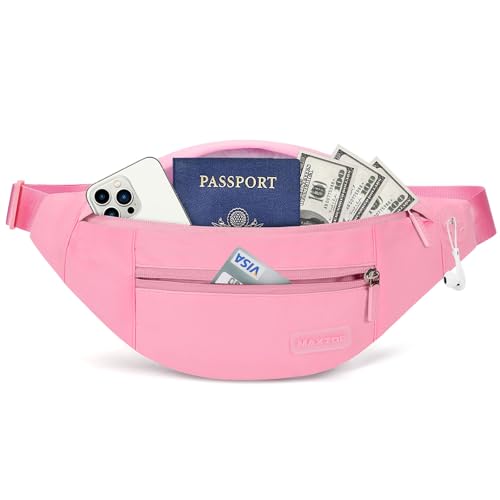 Large Pink Fanny Pack for Women Trendy Cross body Bag with Key Chain