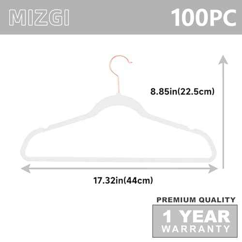 White Velvet Hangers 100 Pack Non Slip Heavy Duty Rose Gold Hooks (100 Count)