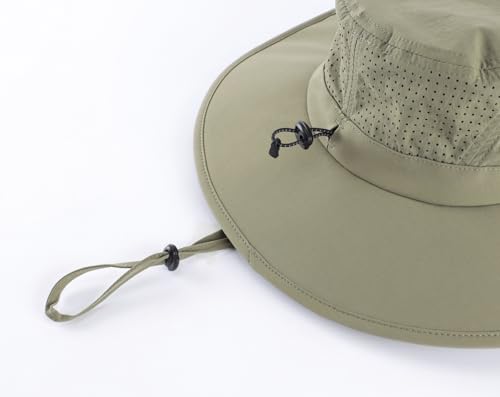 UPF 50+ Wide Brim Mens Sun Hat Womens Beach Bucket Hat Summer Outdoor Fishing Hat UV Sun Protection Cap for Gardening Hiking Golf Light Green