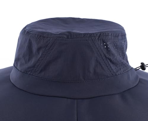 UPF 50+ Wide Brim Mens Sun Hat Womens Beach Bucket Hat Summer Outdoor Fishing Hat UV Sun Protection Cap for Gardening Hiking Golf Navy Blue