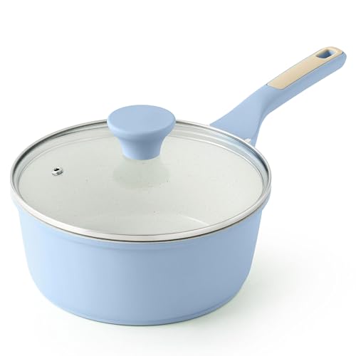 Ceramic Nonstick Saucepan with Lid 1.5 QT