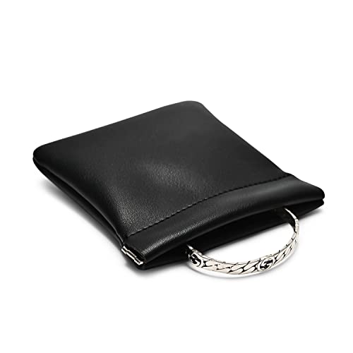 Black PU Leather Jewelry Pouch Portable Travel Jewelry Storage Bag