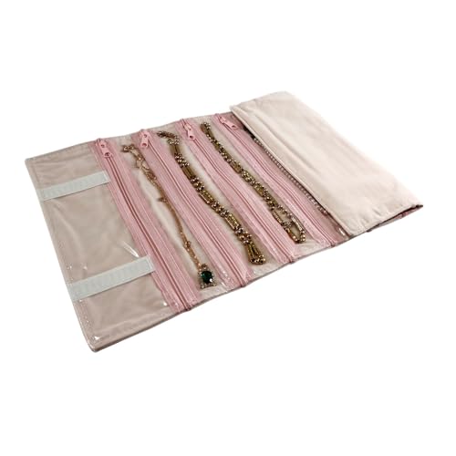 Travel Jewelry Roll Bag Portable Organizer Pouch With Grids&PVC Cover Storage Bags for Necklace