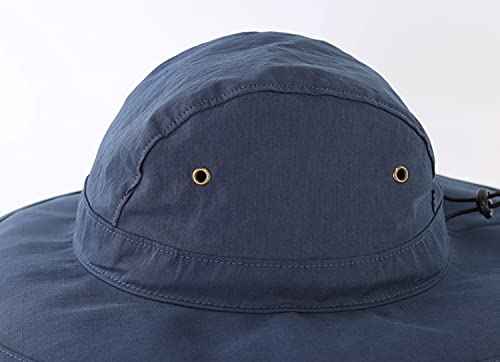 UPF50+ Mens Sun Hat Wide Brim Sun Protection Hat Summer Fishing Hat Navy Blue