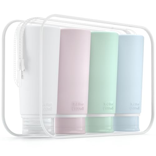 TakeToday Travel Bottles for Toiletries 3.4oz 4 Pack (4 Count)