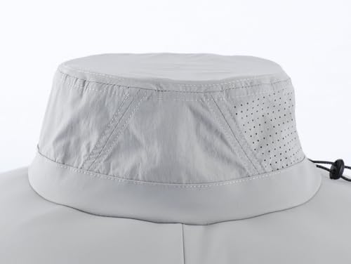 UPF 50+ Wide Brim Sun Hat for Men Women Foldable Beach Bucket Hat Summer Outdoor Fishing Hat UV Sun Protection Cap for Hiking Gardening Golf Light Grey