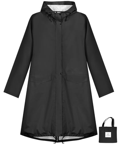 Waterproof Rain Poncho for Women Packable Hooded Raincoat with Pocket