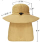 Outdoor Sun Hats with Stowable Neck Flap for Men Women UPF 50+ Mesh Summer Bucket Hat Wide Brim for Fishing Safari Hiking Khaki