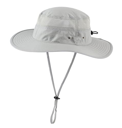 UPF50+ Mens Sun Hat Wide Brim Fishing Hat Airy Womens Bucket Hat UV Protection Hat for Mens Womens Beach Safari Gardening Golf Grey