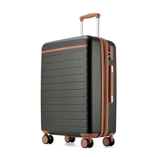 Checked Suitcase 24in Expandable ABS+PC Side Handle luggage Grey