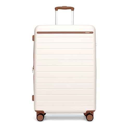 Large Suitcase 28in Expandable ABS+PC 8pcs Silent Wheels Cream