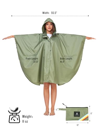 Unisex Rain Poncho Hooded Waterproof Raincoat for Adults Women