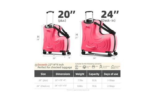 Toddler Luggage Ride On Suitcase for Kids with 4 Spinner wheels