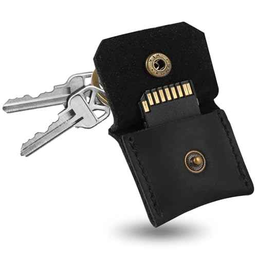 Genuine Leather SD Card Holder Keychain