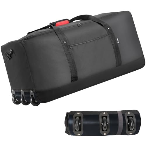 120L Foldable Rolling Duffel Bag with 3 Wheels