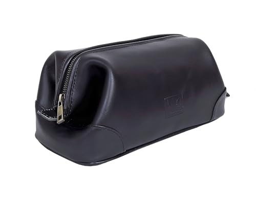 Leather Toiletry Bag for Men Best Gift Premium Genuine Dopp Kit Shaving Kit Organizer Travel Kit Pouch Bag 10 inch Size