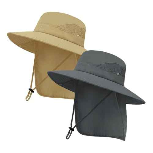 UPF 50+ Wide Brim Sun Hat with Neck Flap (2 Count)