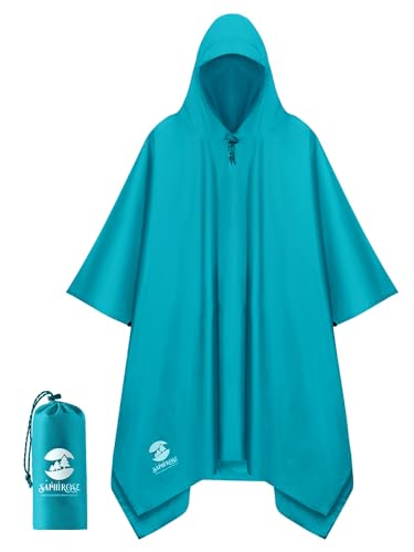 Hooded Rain Poncho Waterproof Raincoat Jacket for Men Women Adults