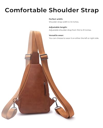Large Sling Bag for Women Crossbody Purse Leather Fashionable Trendy Chest Bag for Travel