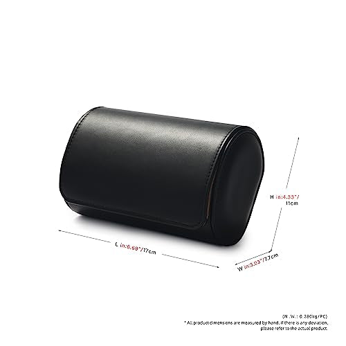 2 Slot Leather Travel Watch Case Black