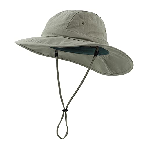 UPF 50+ Men's Sun Hat Wide Brim Fishing Hat Light Weight Safari Bucket Hat Army Green