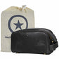 10" Premium Leather Toiletry Travel Pouch With Waterproof Lining Black Color