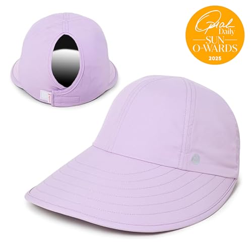 Womens Sunblocker UPF 50 Wide Brim Ponytail Sun Hat