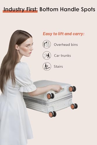 26 Inch Checked Luggage with Leather Handle