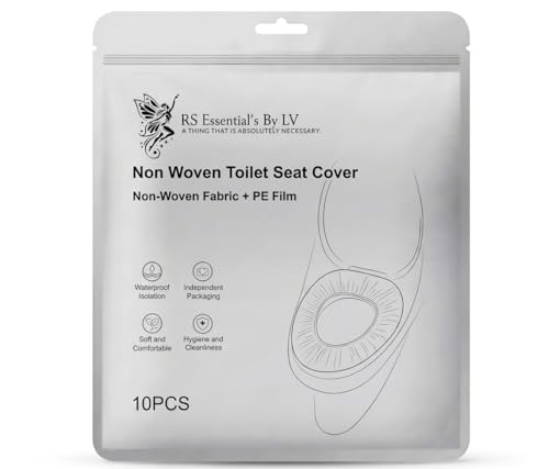 Double-Layer, Elastic Non-Woven Fabric, Disposable Toilet Seat Covers, 10 Individual Pack, Travel, Hotels, Hospital, Home, Public Restroom, Universal Fit, 95% Toilets (10 Count)