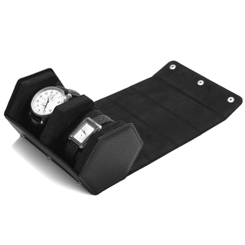 2 Slot Watch Box Black Hexagonal