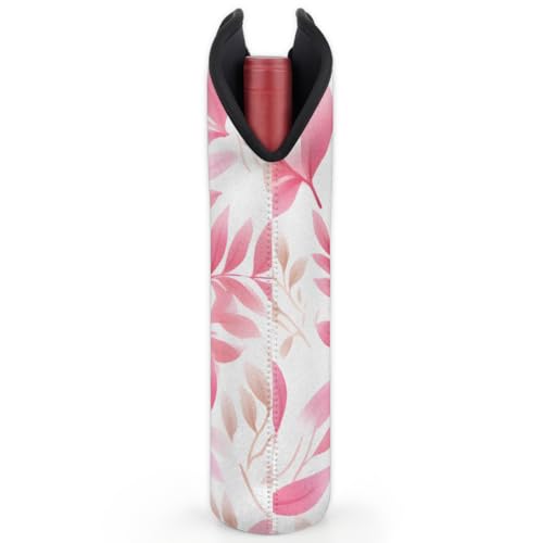 Pink Lraf Plant 2 Bottle Wine Carrier Tote Bag Insulated Wine Bottles Neoprene Bag with Secure Carry Handle Portable Wine Cooler Bag for Travel Picnic Beach