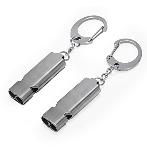 Emergency Whistle 2 Pack with Keychain for Hiking Boating
