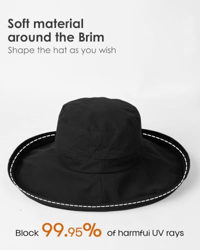 Sun Hats for Women Gardening Hat Wide Brim Ponytail Beach Sun Protection Breathable Cotton Summer Hat with Fold