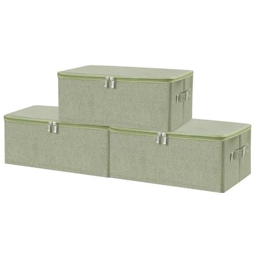 Fabric Storage Bins with Zipper Lids (3 Count)