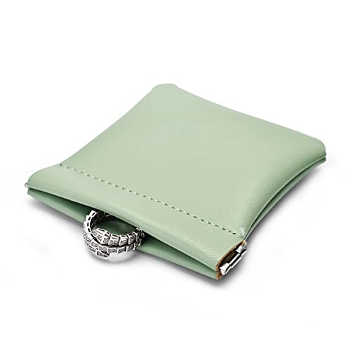 Green PU Leather Jewelry Pouch Portable Travel Small Jewelry Bag