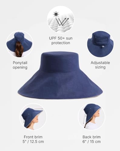 Women's Ultra Wide Cotton Linen Hat UPF 50+
