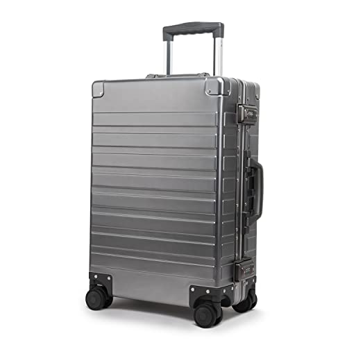 All Aluminum Carry On Luggage with TSA Locks Zipperless Alloy Metal Hard Shell Spinner Suitcase